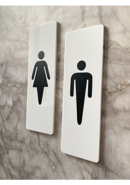 Beyaz Minimal Seri Kadın&erkek Wc Yönlendime Levha Seti