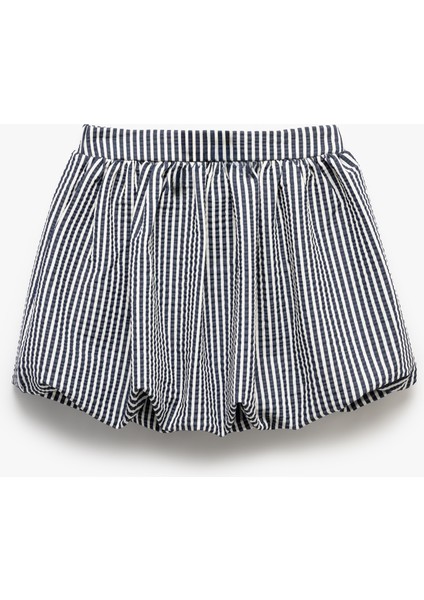 Viskon Karışımlı Fiyonklu Beli Bağcıklı Çizgili Mini Balon Etek fiyatları