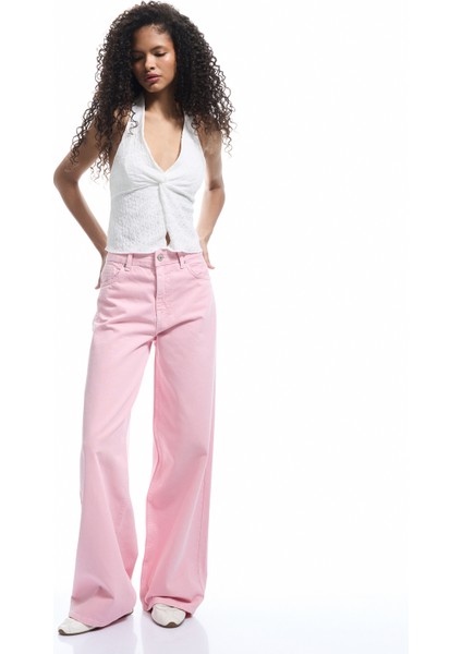 Bol Kalıp Geniş Paça Cepli Denim Pantolon - Loose Straight Fit Jean