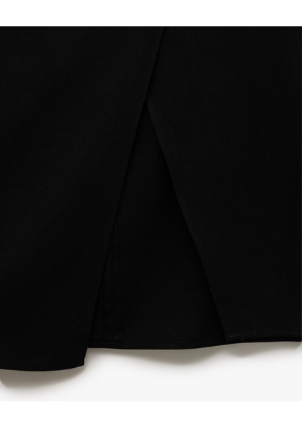 Asimetrik Kesim Drapeli Yırtmaçlı Midi Kalem Etek fırsatları