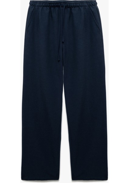 Yüksek Bel Bağcıklı Keten Karışımlı Cep Detaylı Pantolon modelleri