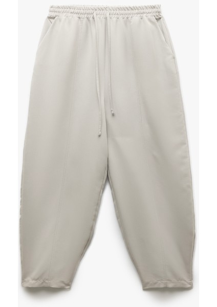 Modal Kumaş Beli Lastikli Bağlamalı Cepli Balon Fit Pantolon