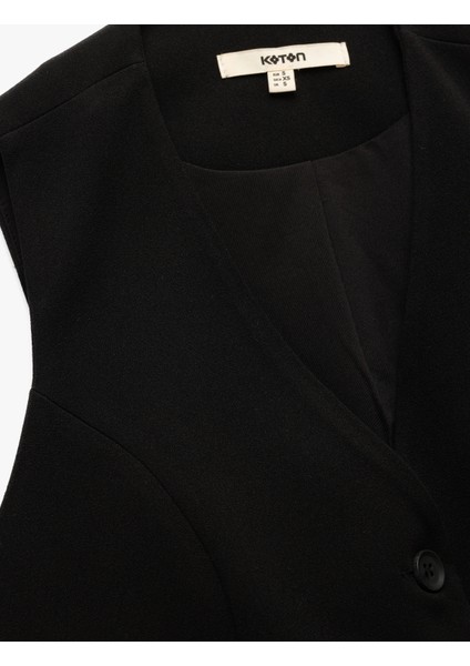 Krep Scuba Kumaş Astarlı Slim Fit V Yaka Kolsuz Düğmeli Yelek modelleri