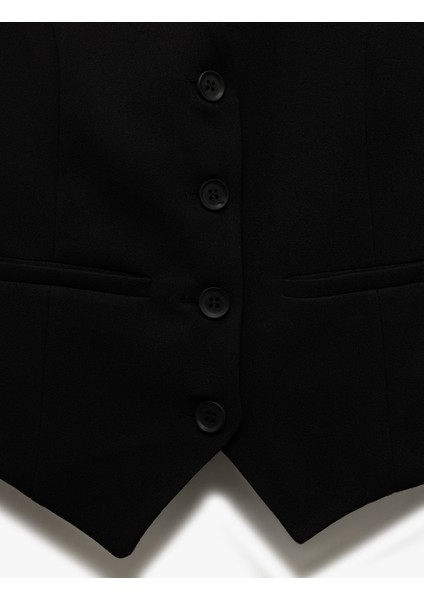 Krep Scuba Kumaş Astarlı Slim Fit V Yaka Kolsuz Düğmeli Yelek fırsatları