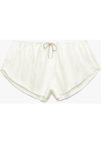 Fiyonk Detaylı Mini Bridal Saten Şort Pijama Altı
