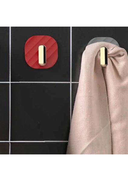 2li Yapışkanlı Retro Askılık Dolap Kapak Kulpu Kırmızı