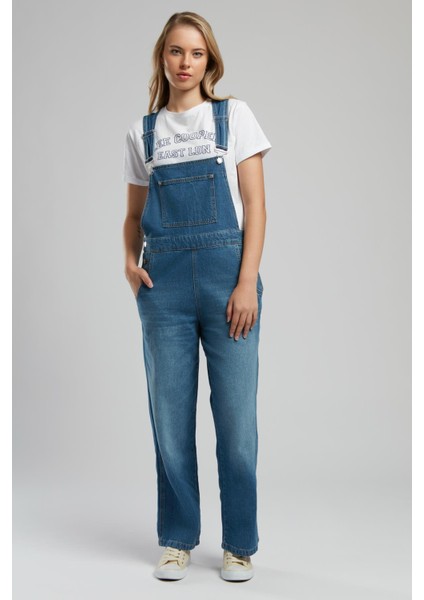 Flowers Kadın Jean Salopet Denim