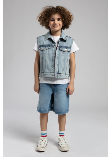 Zion Unisex Çocuk Yelek Denim