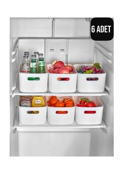 ( 6 Adet ) Şık 3.5 Litre Organizer | Dolap Içi Buzdolabı Banyo Organizer Sepet Çok Amaçlı Organizer fırsatları