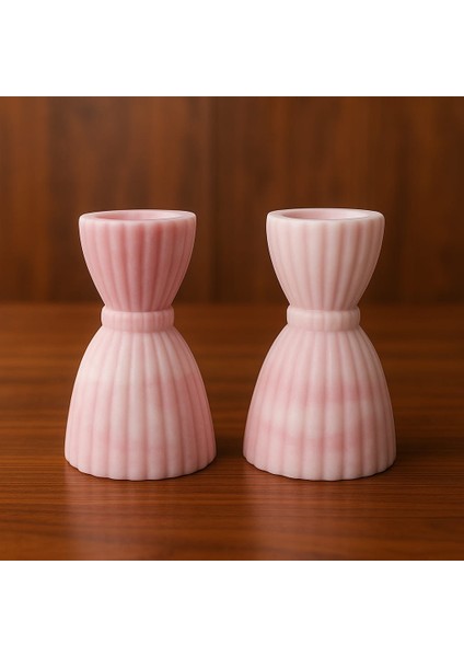 Pembe Prenses Model 2li Şamdan Mumluk