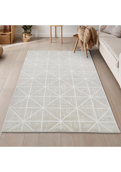 Latte Krem Yumuşak Peluş Dokuma Halı Yolluk Çocuk Odası Oturma Odası Salon Mutfak Halısı Y498A_WR26