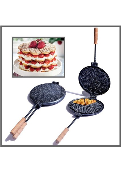 Luxury Ocak Üstü Döküm Granit Waffle Kalıbı 1 Adet