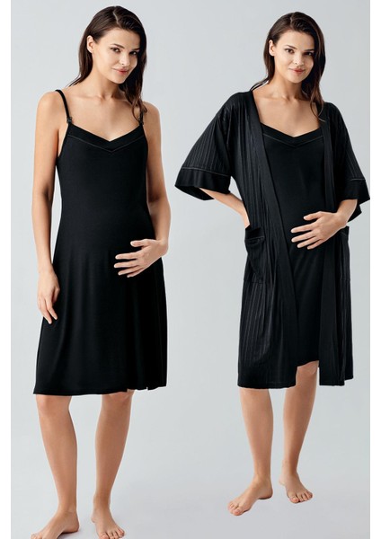 Askılı Esnek Viskoz Hamile Sabahlık Gecelik Takım 17401 fiyatları
