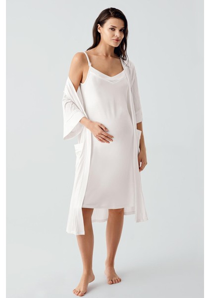 Askılı Esnek Viskoz Hamile Sabahlık Gecelik Takım 17401 modelleri