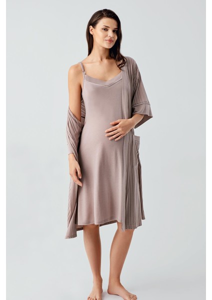 Askılı Esnek Viskoz Hamile Sabahlık Gecelik Takım 17401 modelleri