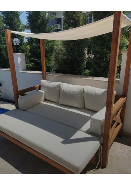 Ahşap Puflu Sedir Bahçe Balkon Teras Mobilyası