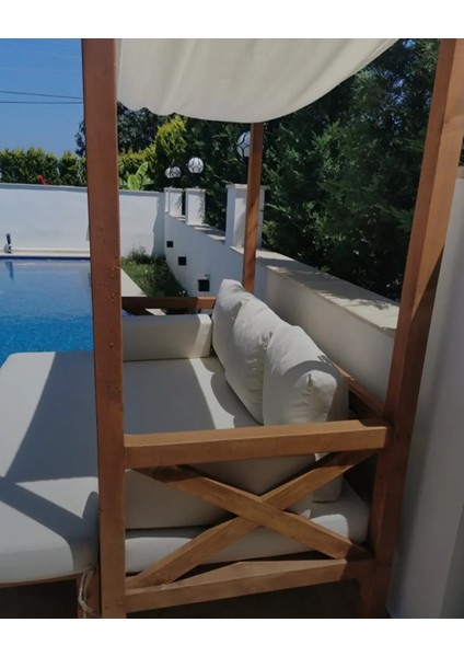 Ahşap Puflu Sedir Bahçe Balkon Teras Mobilyası