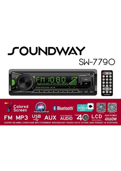 SW-7750,7760,7790,7780 Bluetooth USB Oto Teyp 4X60WAAT fırsatları