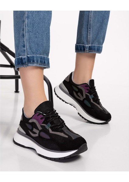 Sneakers Renkli Günlük Spor Ayakkabı MRS.6633 - Siyah - 35