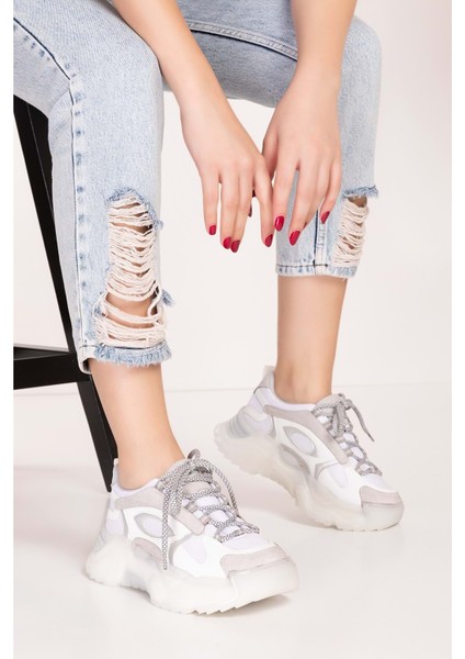 Sneakers Renkli Günlük Spor Ayakkabı MRS.60115 - Beyaz - 38