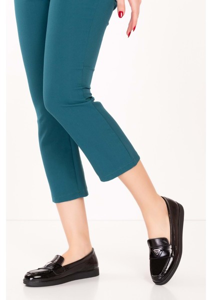Kadın Deri Günlük Şık Loafer ANL.3200 - Siyah Rugan - 41