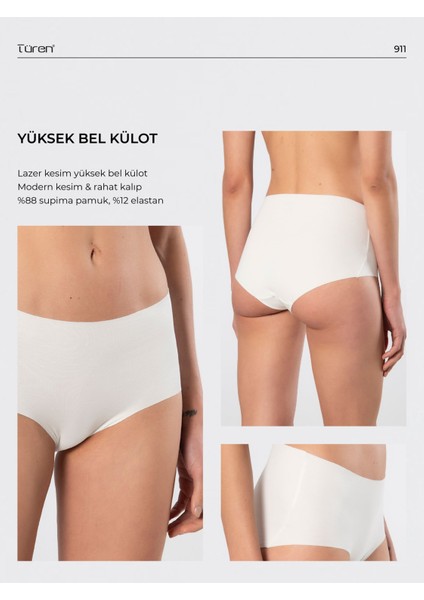 Türen Kadın Lazer Kesim Pamuklu Yüksek Bel Külot 911/EKRU fırsatları