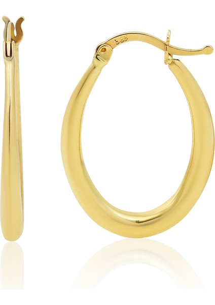 14 Ayar Altın Oval Süzme Halka Küpe