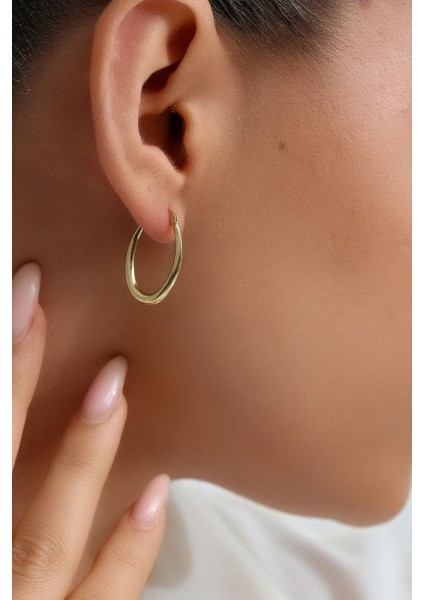 14 Ayar Altın Oval Süzme Halka Küpe fiyatları