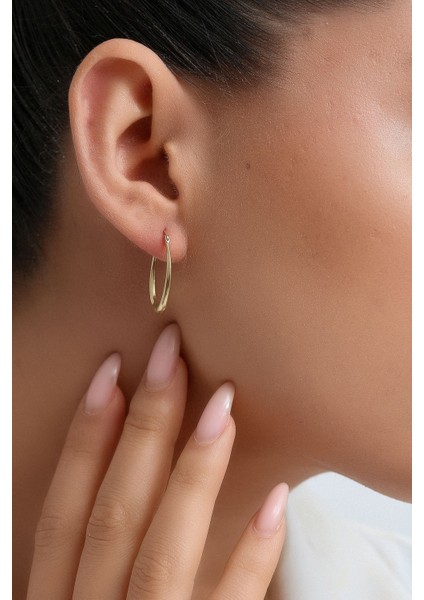 14 Ayar Altın Oval Süzme Halka Küpe modelleri