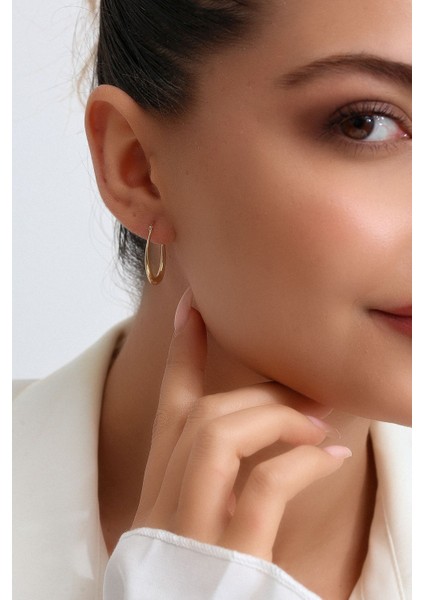 14 Ayar Altın Oval Süzme Halka Küpe indirimleri