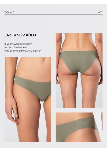 Türen Kadın Lazer Kesim Pamuklu Bikini Külot 907/YEŞIL fırsatları