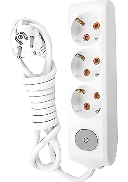 | Üçlü Grup Priz, Anahtarlı Topraklı - Çocuk Korumalı Çoğaltıcı Priz [3'lü, 1 M, Beyaz]