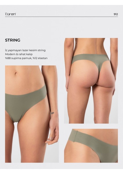 Türen Kadın Lazer Kesim Pamuklu String Külot 912/YEŞIL fırsatları