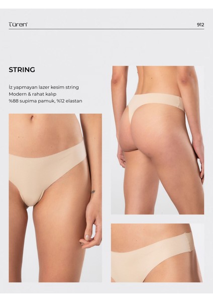 Türen Kadın Lazer Kesim Pamuklu String Külot 912/TEN fırsatları