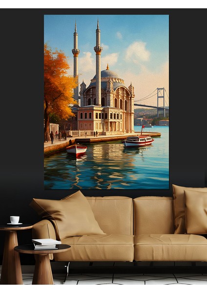 Boğaziçi Camii Çizimi Dekoratif Kanvas - Mdf Ahşap Tablo modelleri