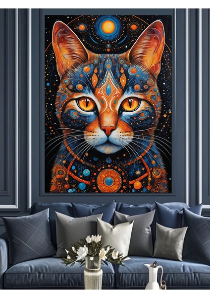 Astral Kedi Portresi Dekoratif Kanvas - Mdf Ahşap Tablo modelleri