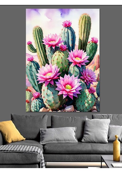 Pembe Çöl Çiçekleri Dekoratif Kanvas - Mdf Ahşap Tablo modelleri