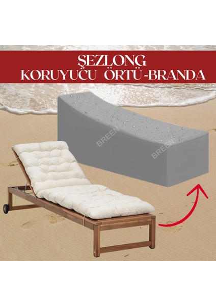 Gri Şezlong Koruma Örtüsü, Şezlong Koruyucu Kılıf, Su Geçirmez, Güneşten Korur, Toz ve Kir Önleyici Branda