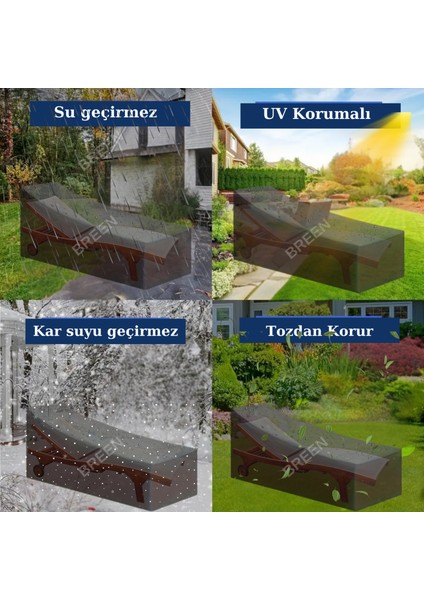 Gri Şezlong Koruma Örtüsü, Şezlong Koruyucu Kılıf, Su Geçirmez, Güneşten Korur, Toz ve Kir Önleyici Branda