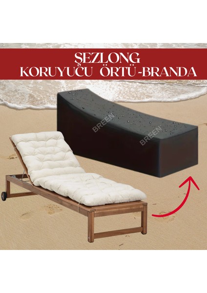 Siyah Şezlong Koruma Örtüsü, Şezlong Koruyucu Kılıf, Su Geçirmez, Güneşten Korur, Toz ve Kir Önleyici Branda