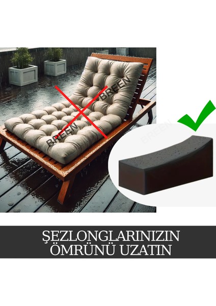 Siyah Şezlong Koruma Örtüsü, Şezlong Koruyucu Kılıf, Su Geçirmez, Güneşten Korur, Toz ve Kir Önleyici Branda