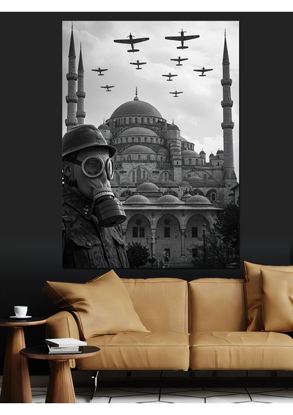 Savaş Uçakları ve Camii Dekoratif Kanvas - Mdf Ahşap Tablo modelleri