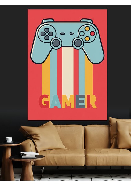 Gamer Kontrolcü Sanatı Dekoratif Kanvas - Mdf Ahşap Tablo