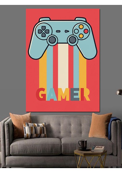 Gamer Kontrolcü Sanatı Dekoratif Kanvas - Mdf Ahşap Tablo