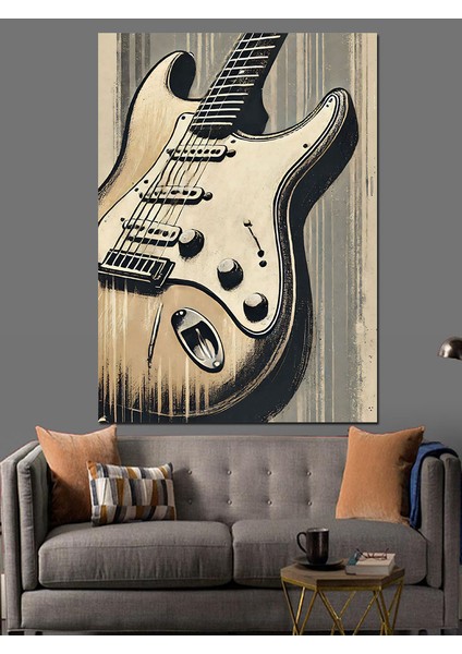 Klasik Elektro Gitar Dekoratif Kanvas - Mdf Ahşap Tablo fiyatları
