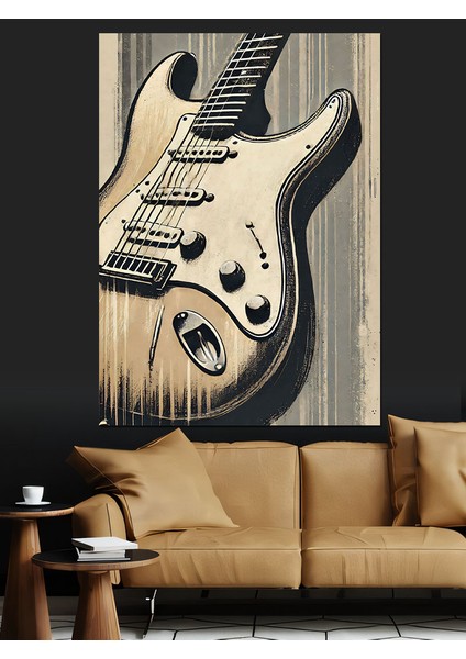 Klasik Elektro Gitar Dekoratif Kanvas - Mdf Ahşap Tablo fırsatları