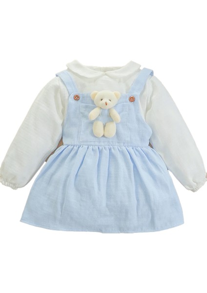 x Ipek Atlas Kız Bebek Çocuk Müslin Bebe Yaka Oyuncaklı Elbise