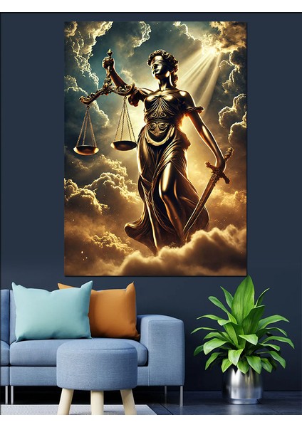 Adalet Tanrıçası Figürü Dekoratif Kanvas - Mdf Ahşap Tablo fiyatları