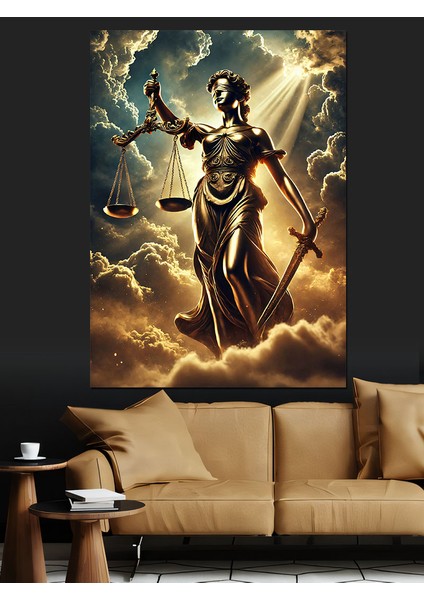 Adalet Tanrıçası Figürü Dekoratif Kanvas - Mdf Ahşap Tablo modelleri