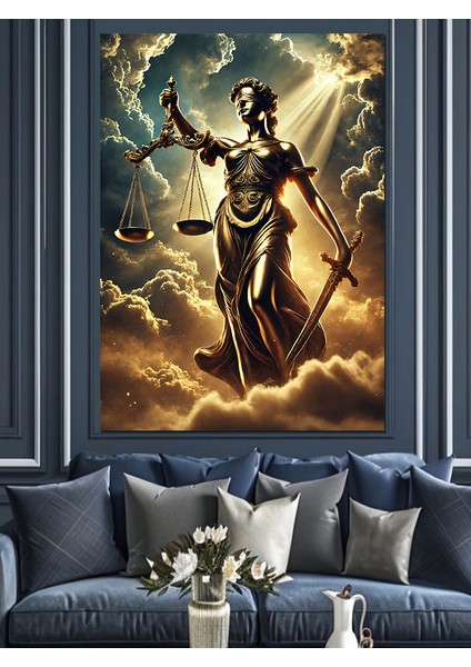 Adalet Tanrıçası Figürü Dekoratif Kanvas - Mdf Ahşap Tablo fırsatları